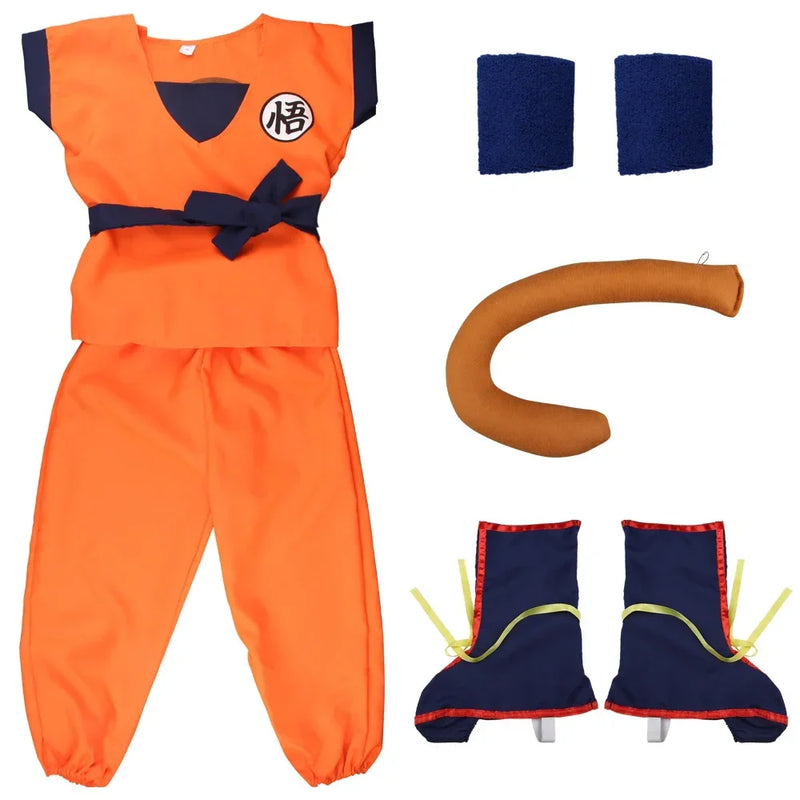 NEW Goku Cosplay Costume for Kids & Adults – Son Goku Super Saiyan Training Suit with Wig, Party Outfit