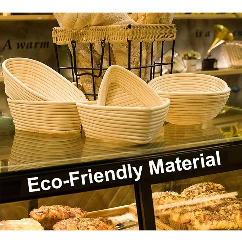 KeMorii Natural Rattan Bread Proofing Basket Handmade Rattan Wicker Baking Bowl Dough Fermentation Sourdough Banneton Bread Basket