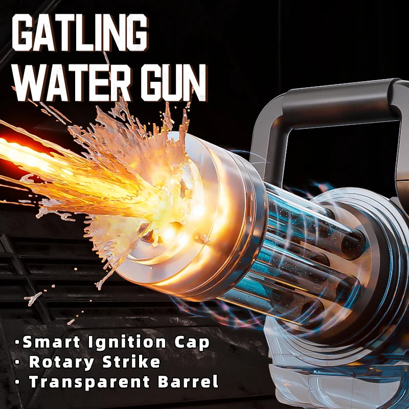 Rotating Gatling Water Gun Large High Pressure Large Capacity Backpack Playing Water Fight Children's Outdoor Toy