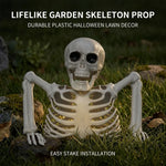 Halloween Skeleton Skull Ornament – Realistic Jointed Bone Prop for Courtyard, Garden & Grass Decorations