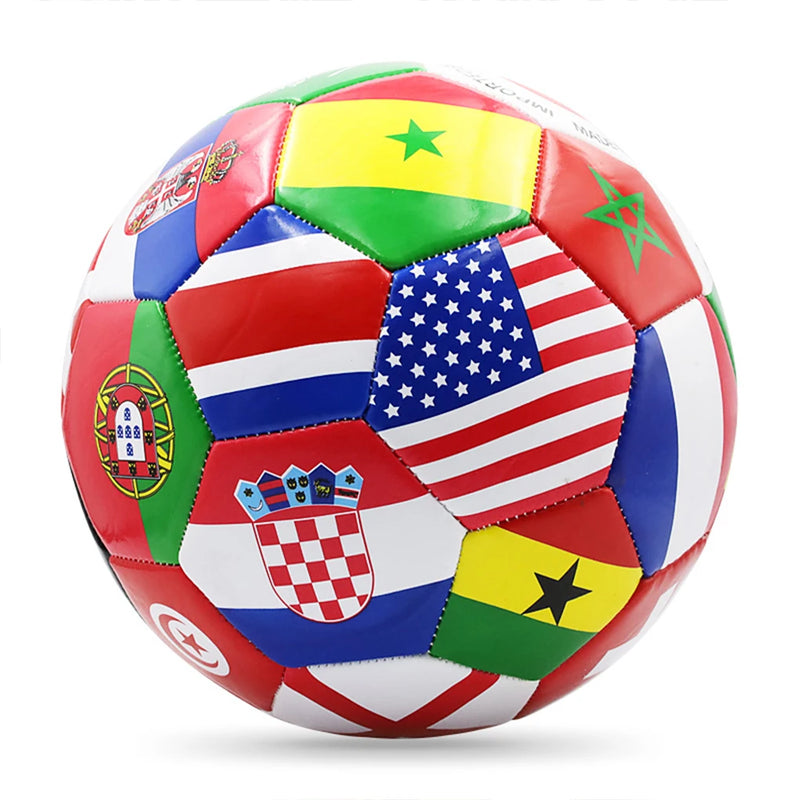 National Flag Printed Football Size 5 Official Match Soccer Ball PVC 2.7mm Thickened Team Training Ball for Outdoor Sports