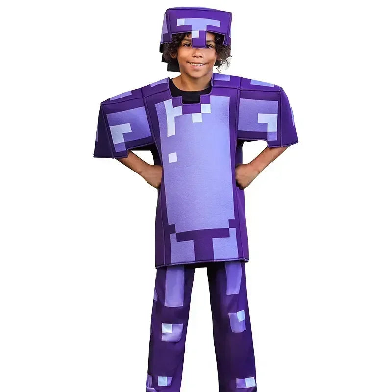 Pixel Adventure Role-Play Costume Set for Kids – Game-Inspired Boys' & Girls' Outfit for Holiday Parties, Stage Performances & Christmas Gifts