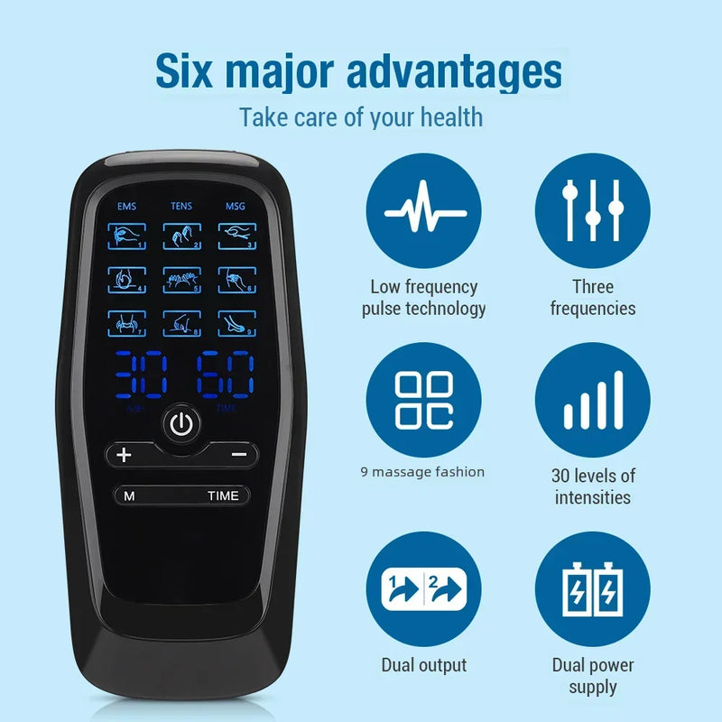 EMS Tens Muscle Stimulator Electric Full Body Massager 9 Modes 30 Levels Digital Pulse Physical Therapy Simulate Back Massage