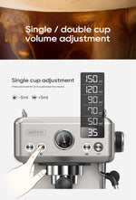 HiBREW 20Bar Semi Automatic Espresso Coffee Machine Temperature Adjustable 58mm Portafilter Cold/Hot Coffee Maker Metal