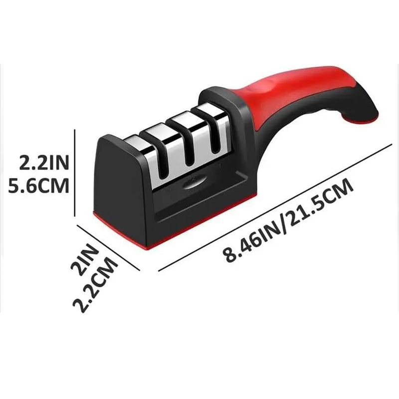 MasterBro 3-Segment Knife Sharpener Knife Sharpeners for Kitchen Knives Stainless Steel Three-Purpose Sharpening Stone for Kitchen Tools