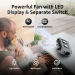 Socool 14500mAh Portable Waist Fan Dual Airflow Outlet Turbo Motors with Four Clips Emergency Flashlight Power Bank