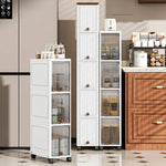 Storage Queen 20cm-Flip lid slit storage cabinet, kitchen slit shelf, bathroom multi-layer plastic snack cabinet, narrow-edge storage cabinet