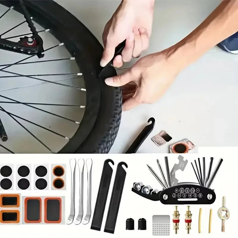 east Essentials Bicycle Repair Tools Kit, Bike Accessories, Multi Tool Set with Pump Tire Patch, Portable Mountain Road BikeTire Auto Tool Set