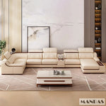 Alfour Modern Italian Leather Sofa for Living Room with Cup Holder, USB, Adjustable Headrests & Bluetooth Speaker - Linlamlim