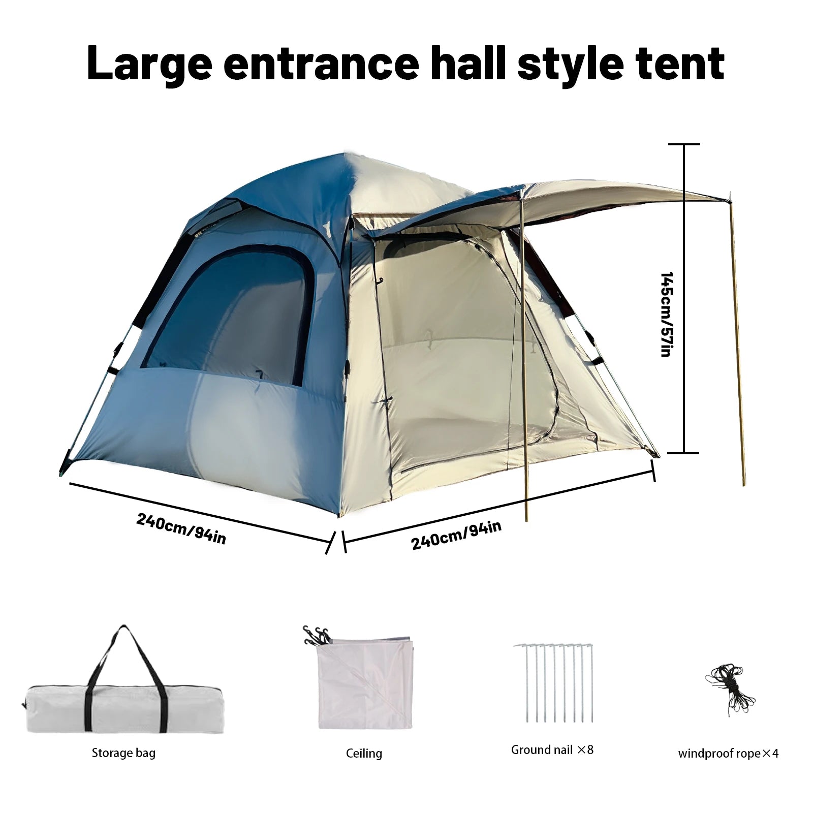 2–3 Person Pop-Up Camping Tent – Waterproof & Windproof with Carry Bag