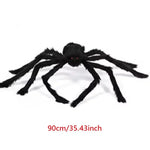 Giant Black Plush Spider Halloween Decoration – 30–200cm Scary Spider Prop for Haunted Houses, Indoor & Outdoor Parties and Horror Decor
