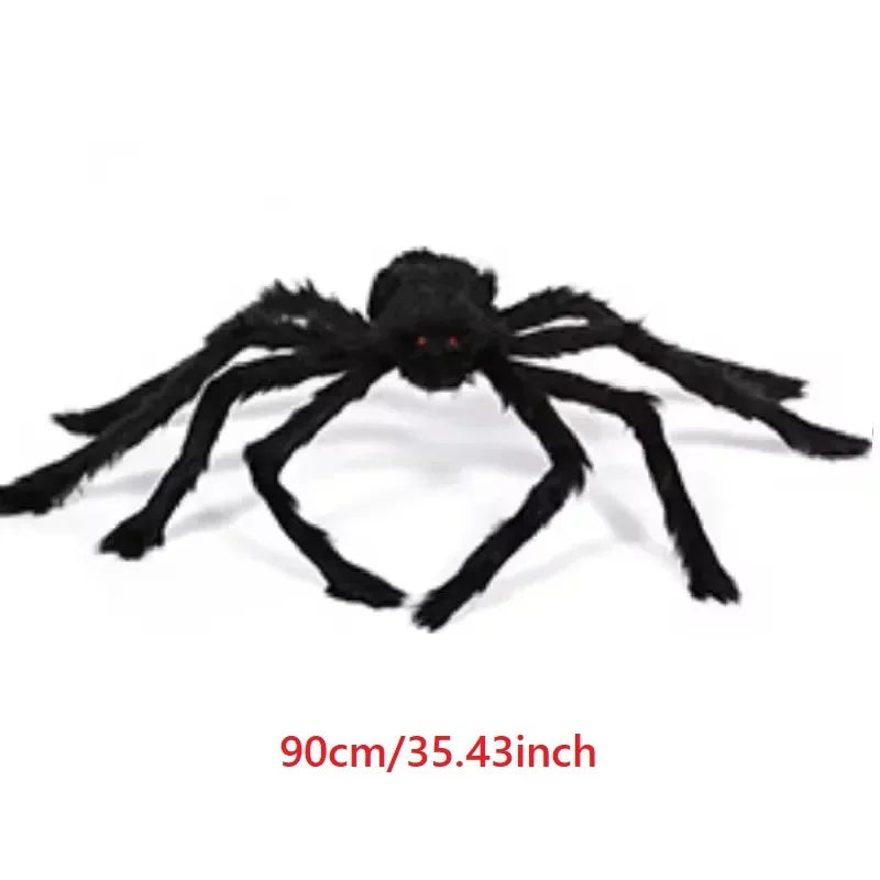 Giant Black Plush Spider Halloween Decoration – 30–200cm Scary Spider Prop for Haunted Houses, Indoor & Outdoor Parties and Horror Decor