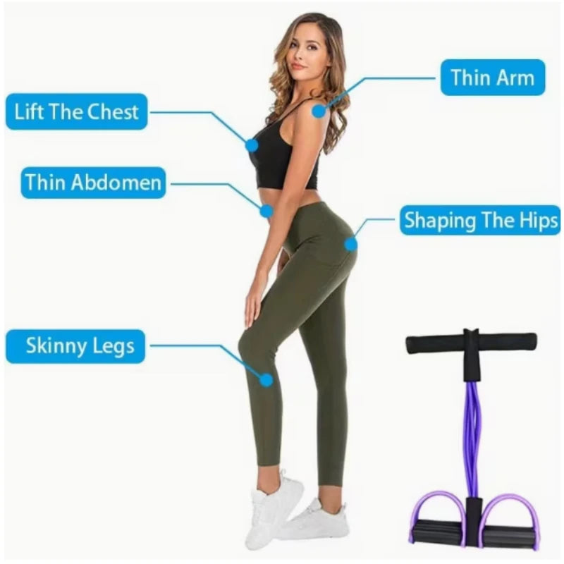 Puller Resistance Bands, 6 Tubes Elastic Yoga Pedal Puller Resistance Bands for Abdominal Waist Arm Leg Stretching Slimming Trai