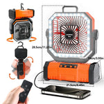 Radiator Fan 20000mAh Battery Camping Fan 4 LED Lantern 8 Speeds Portable Fan