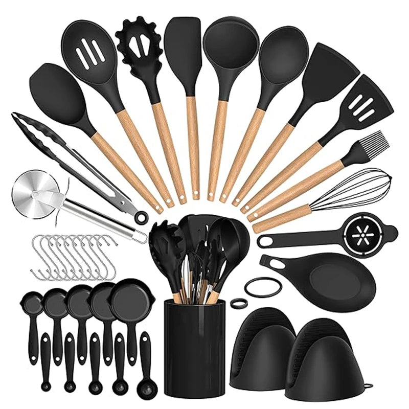MasterBro 36pcs silicone utensil cooking set with holder