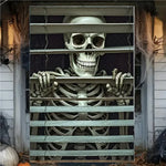 Halloween Horror Window Curtain Banner – Witch, Zombie & Ghost Hanging Decoration