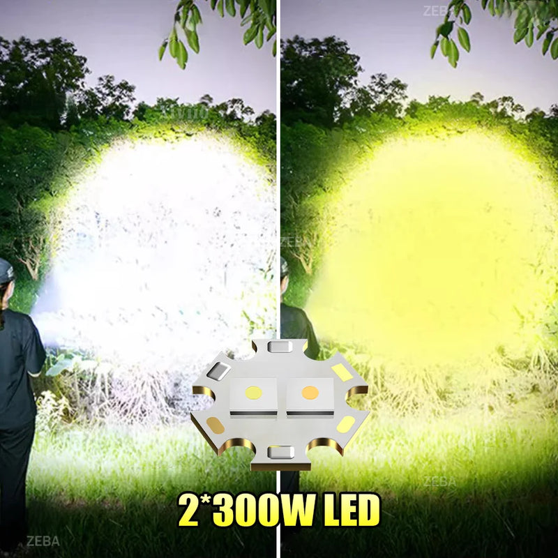 Gondiah Camping Powerful 2*300W LED Flashlight 8500000LM