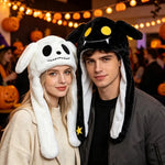 Halloween Moving Ear Plush Hat – Pumpkin, Skeleton & Monster Cartoon Cosplay Hat with Press-to-Jump Ears