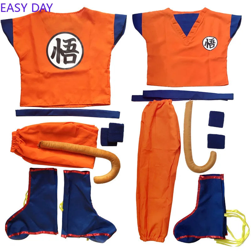 NEW Goku Cosplay Costume for Kids & Adults – Son Goku Super Saiyan Training Suit with Wig, Party Outfit