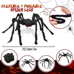 Giant Black Plush Spider Halloween Decoration – 30–200cm Scary Spider Prop for Haunted Houses, Indoor & Outdoor Parties and Horror Decor