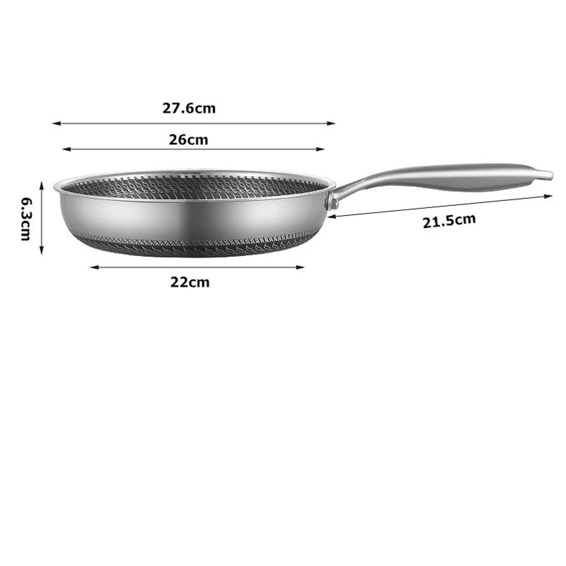 east Essentials Stainless Steel Frying Pan Nonstick Honeycomb Fry Pan with Lid Induction Ceramic Electric Gas Cooktops