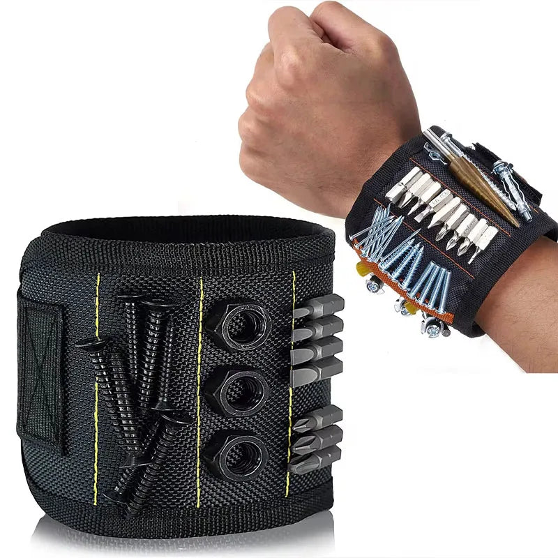 5 Rows 15 Magnets Powerful Magnetic Tool Magnetic Wristband Secure Screws Nails Drill Bits Strong Magnetic Wrist Tool Kits Parts Best for Father's Day