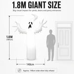 1.8M Giant Inflatable White Ghost with LED Lights – Halloween Horror Decoration, Waterproof PVC Outdoor Yard & Garden Party Prop