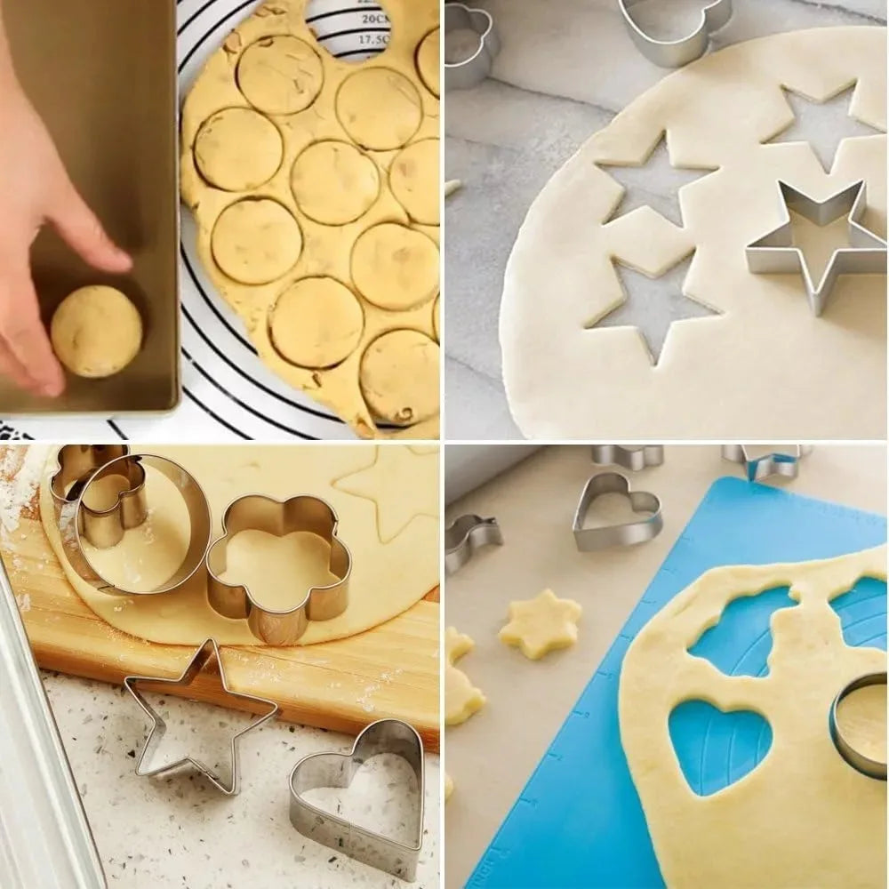 Weilton Multi-piece Set of Geometric Cookie Cutters, Stainless Steel Pastry Molds, Fruit Tools -perfect for DIY Baking and Fruit Cutting