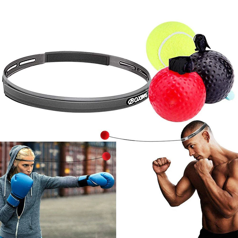 Meade Boxing Reflex Speed Punch Ball Boxing Rubber Balls for Agility Reaction Training with Sweatband Fitness Equipments Accessories