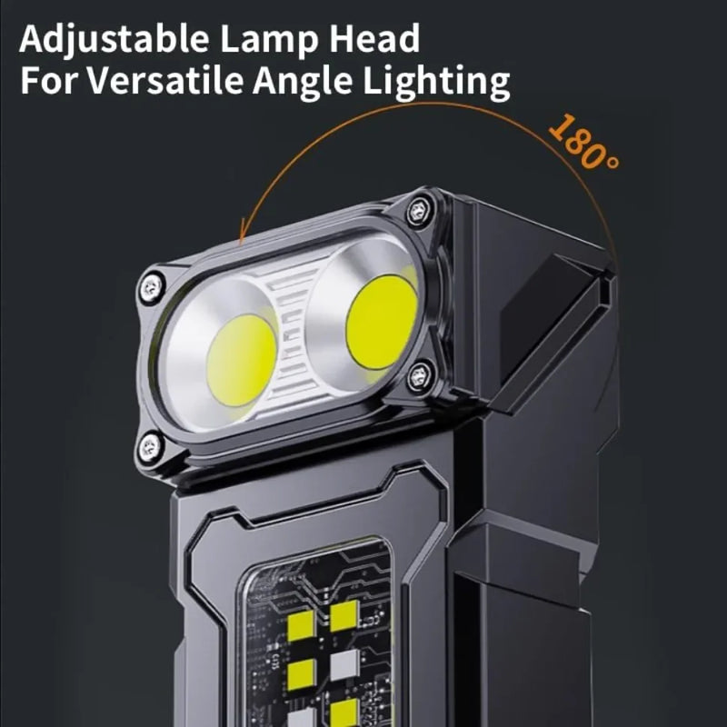 Clip-On Mini Portable LED Flashlight with Side COB Light Magnetic Tail USB Rechargeable