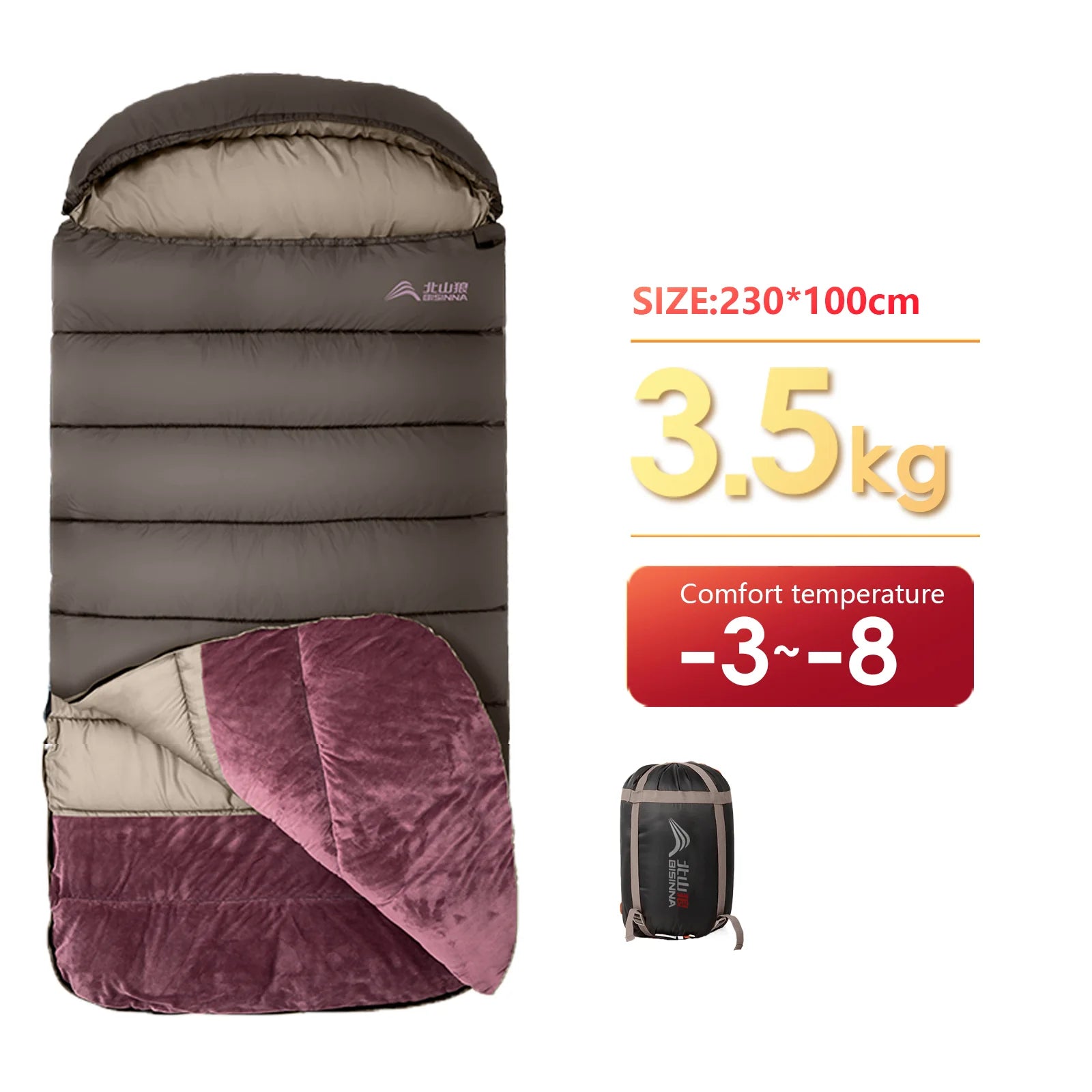 BISINNA XL Camping Winter Sleeping Bag Lightweight