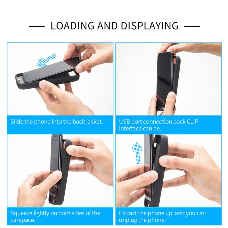 Xilecaly Smart Battery Charger Case For iPhone, Battery Pack Power Bank External Charging Cover For iPhone
