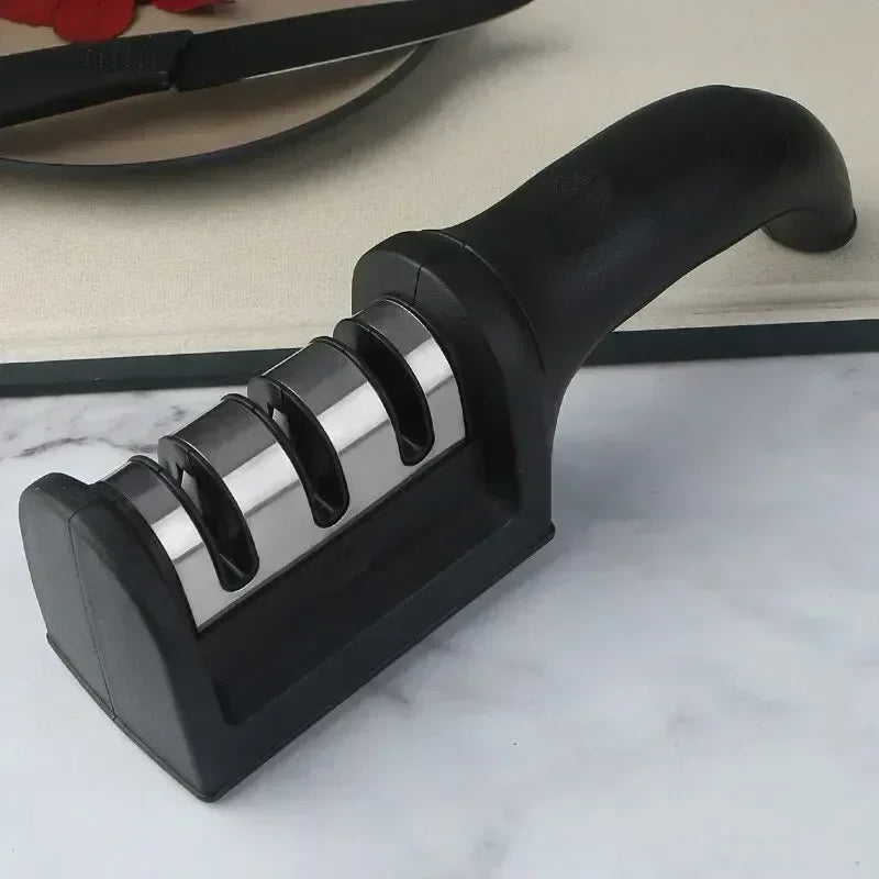 MasterBro 3-Segment Knife Sharpener Knife Sharpeners for Kitchen Knives Stainless Steel Three-Purpose Sharpening Stone for Kitchen Tools