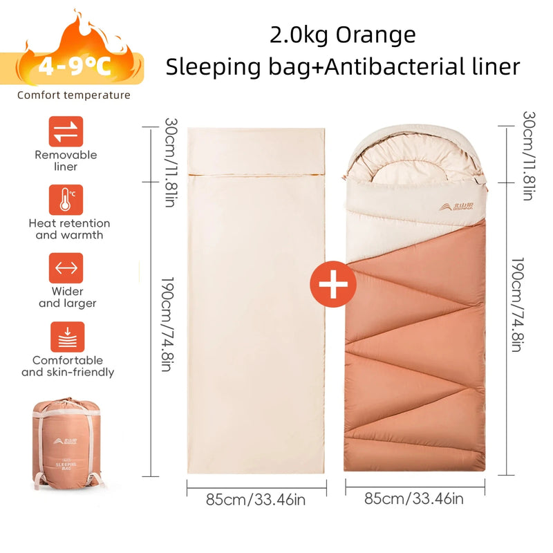 BISINNA Sleeping Bag with Liner 3 Season Portable Envelope Camping Sleeping