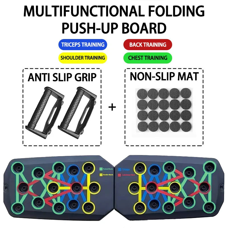 Fit & Smith Portable Multifunctional Push-up Board Set With Handles Foldable Fitness Equipment For Chest Abdomen Arms And Back Training