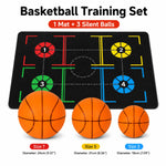 Basketball Training Mat + Silent Balls Set, Sizes 3 5 7, Indoor Practice & Coordination