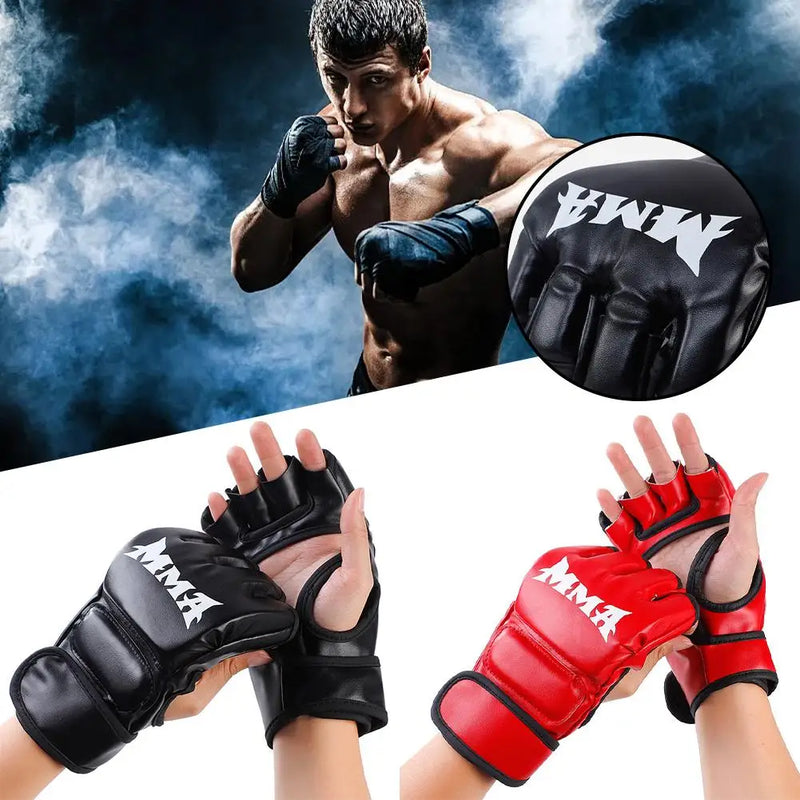 Half Finger Boxing Gloves Pu Leather Mma Fighting Kick Gloves Sanda Training Mma Taekwondo Boxing Sandbag Adult Tkd Fight G H6l5