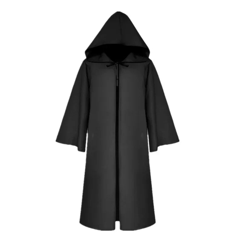 Medieval Plague Doctor Mask & Cloak Costume Set for Adults & Kids, Black Hooded Robe for Halloween Cosplay, Roleplay & Parties