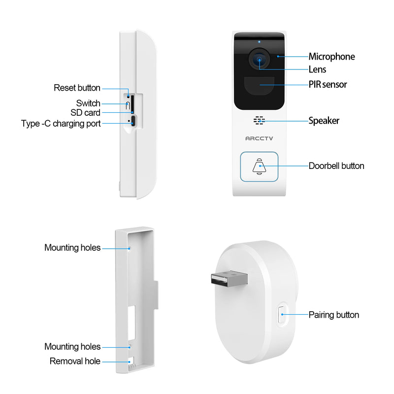 ARCCTV Video Doorbell Camera, 2K Dual-band WiFi