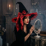 Gothic Lolita Witch Hat – Satin Bow, Lace & Star Pendant Bendable Masquerade Costume Hat for Women, Halloween Party & Cosplay