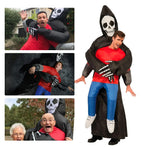 Adult Inflatable Grim Reaper Carrying Person Costume Scary Halloween Cosplay Outfit for Party, Pranks, Performances & Stage Shows