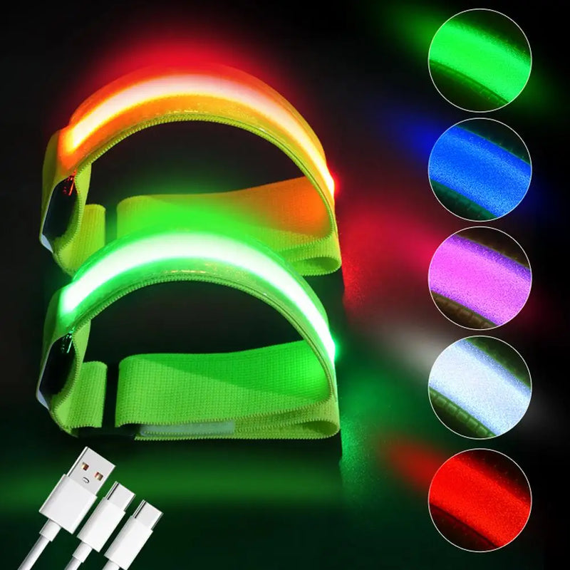 Night Running Armband LED Light Outdoor Sports USB Rechargeable Safety Belt Arm Leg Warning Wristband Cycling Bike Bicycle Light