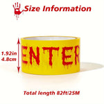1pc 25m Halloween Do Not Enter Warning Tape – Bloody Handprint Drip Design Yellow Barrier Tape for Haunted House & Party Decor