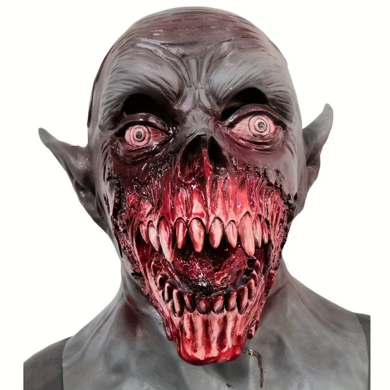 Realistic Vampire Horror Mask – Bloody Demon Zombie Full-Head & Neck Latex Mask for Halloween Cosplay