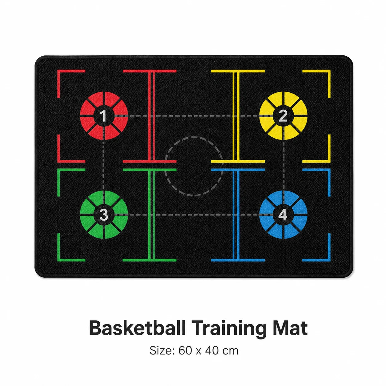 Basketball Training Mat + Silent Balls Set, Sizes 3 5 7, Indoor Practice & Coordination