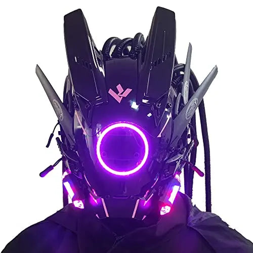 Cyberpunk LED Mask – Round Light-Up Woven Face Mask, Futuristic Cosplay & Role-Playing Accessory for Halloween Parties, Music Festivals & Events