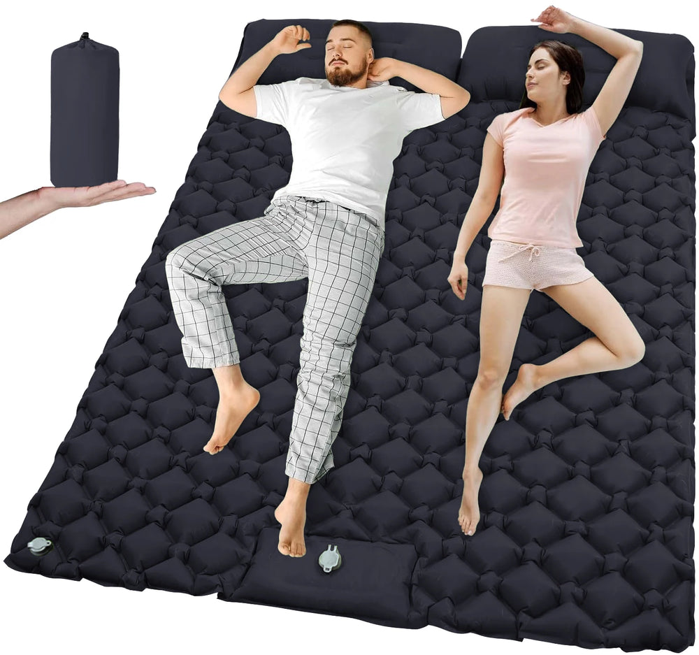 Outdoor Camping Double Inflatable Mattress Extra Wide Sleeping Pad Ultralight Folding Bed Sleeping Mat Car Travel Mat