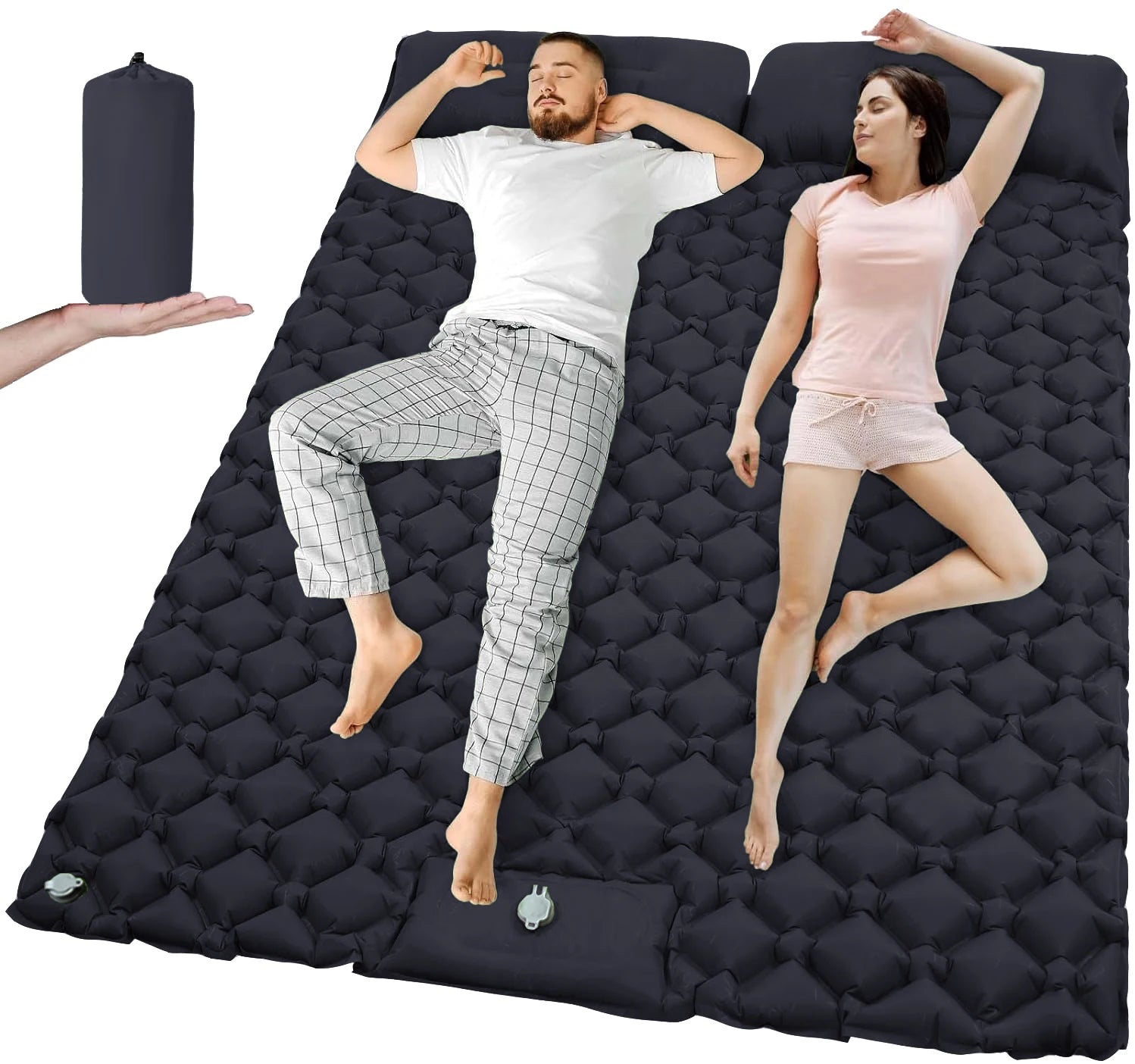Outdoor Camping Double Inflatable Mattress Extra Wide Sleeping Pad Ultralight Folding Bed Sleeping Mat Car Travel Mat