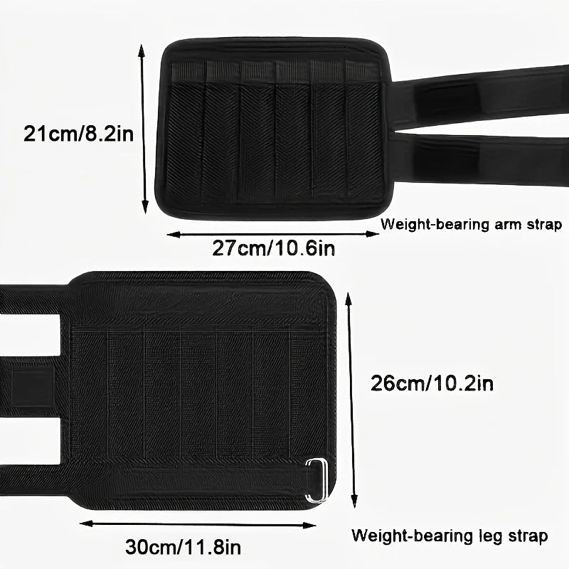 4 adjustable ankle/wrist weight straps - Weight packs for leg and arm training, suitable for walking and running exercises