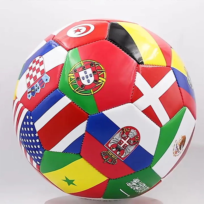 National Flag Printed Football Size 5 Official Match Soccer Ball PVC 2.7mm Thickened Team Training Ball for Outdoor Sports